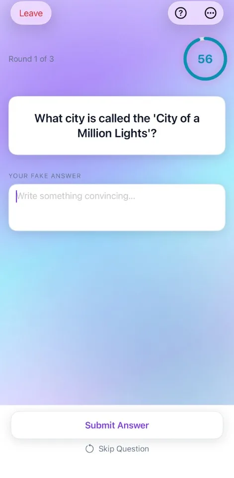 Question phase with fake answer input