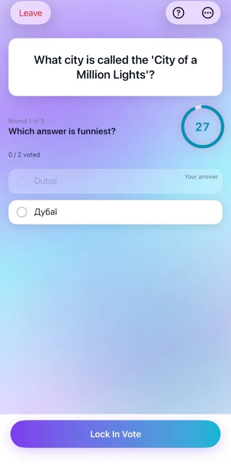 Voting screen with mixed answers